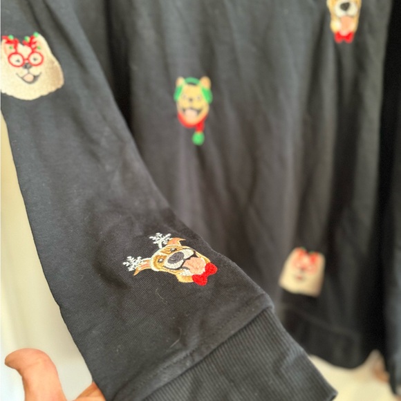 Jane & Delancey NWT Women's L Holiday Dog Embellished Black Long Sleeve Sweater - Picture 5 of 11